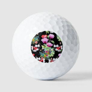 Colourful Poppy Summer Flowers Pattern Golf Balls