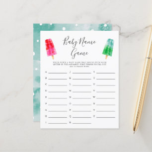 Colourful Popsicle Baby Name Shower Game