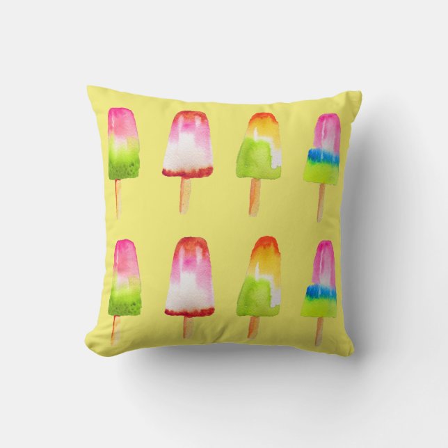 Colourful popsicle ice-block Summer art Throw Pillow (Front)