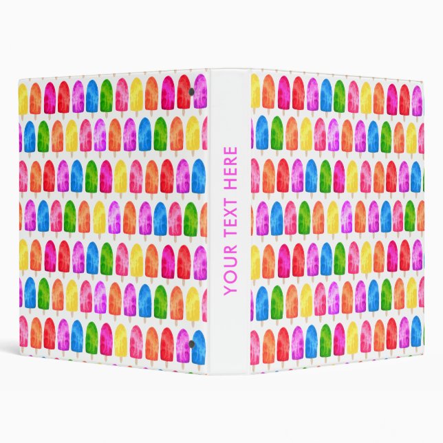 Colourful Popsicle Ice Lolly pattern Binder (Background)