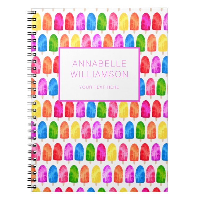 Colourful Popsicle Ice Lolly pattern Notebook (Front)