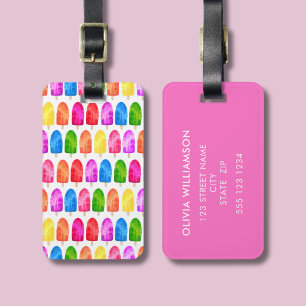 Colourful Popsicle Ice Lolly pattern personalized Luggage Tag