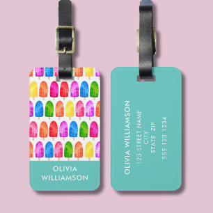 Colourful Popsicle Ice Lolly pattern personalized Luggage Tag