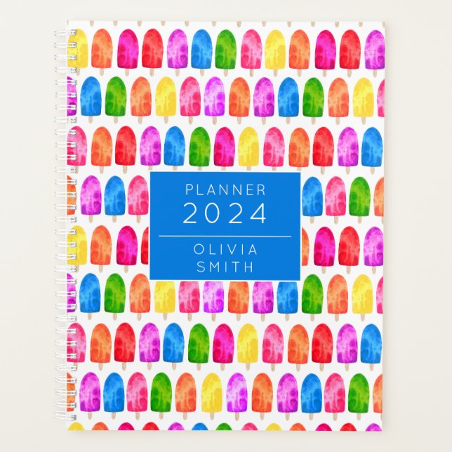 Colourful Popsicle Ice Lolly pattern Planner (Front)