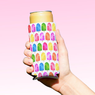 Colourful Popsicle Ice Lolly pattern Seltzer Can Cooler