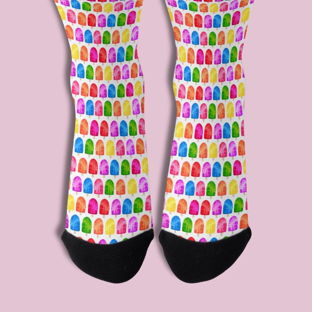 Colourful Popsicle Ice Lolly pattern Socks (Ice lolly popsicle socks)