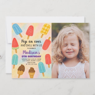 Colourful Popsicle Party Birthday Invitation