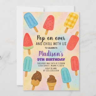 Colourful Popsicle Party Birthday Invitation