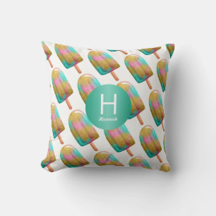Colourful Popsicle Pattern with Your Monogram Throw Pillow