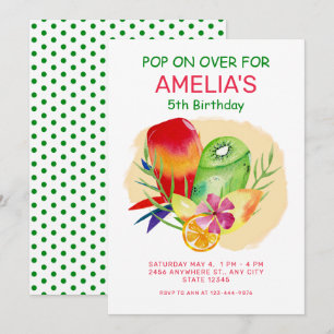 Colourful Popsicle Summer 4th Birthday Party Invitation