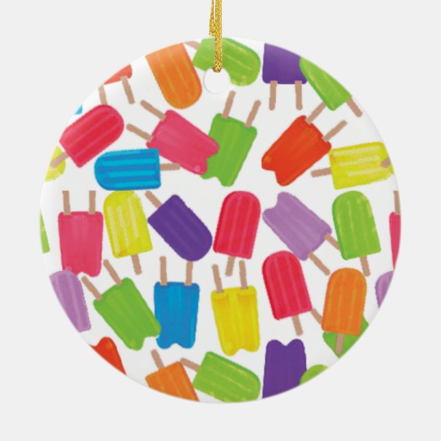 Colourful Popsicles! Ceramic Ornament (Back)