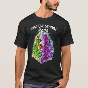 Colourful Portrait Cocker Spaniel Dog Dad Papa Fat T-Shirt