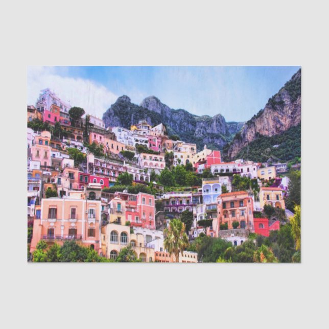 Colourful Positano, Italy Decoupage Tissue Paper (Front)