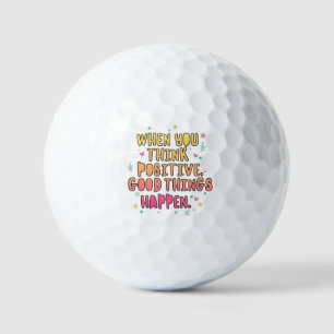 Colourful Positive Quote Typography؛ Think Positiv Golf Balls