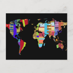 colourful postcard of the world