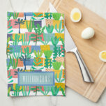 Colourful Pots and Cactus Pattern Personalized Kitchen Towel<br><div class="desc">These kitchen towel has cute colourful pots filled with green plants and cactus and personalized with your name. You can put this design on other products,  too!</div>