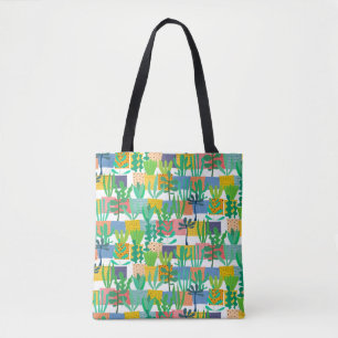 Colourful Pots and Cactus Pattern Tote Bag