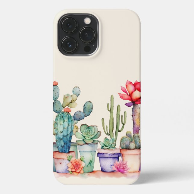 Colourful Potted Cacti And Succulent iPhone Case (Back)