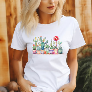 Colourful Potted Cacti And Succulents T-Shirt