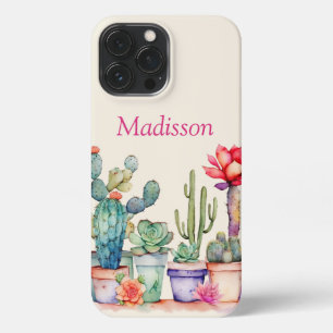 Colourful Potted Cacti And Succulents With Name iPhone 13 Pro Max Case