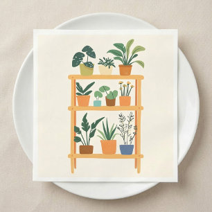 Colourful Potted Houseplants on a rack Napkin