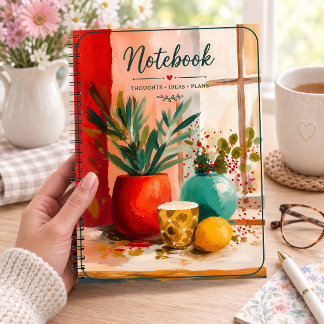 Colourful Potted Plants Modern Painted Still Life Notebook