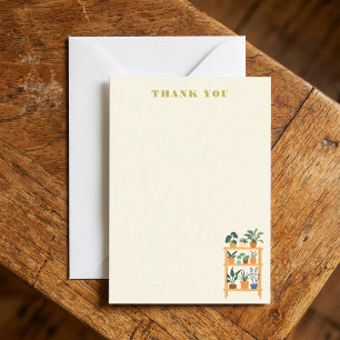 Colourful potted Plants wooden rack Illustration Card