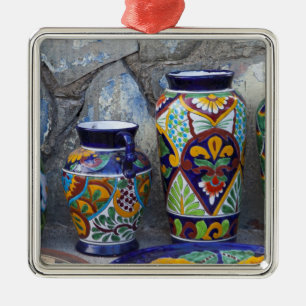 Colourful pottery for sale in downtown Loreto, Metal Ornament