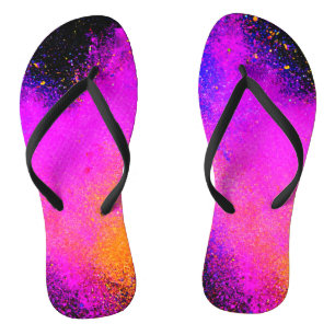 Colourful Powder Eruption Flip Flops