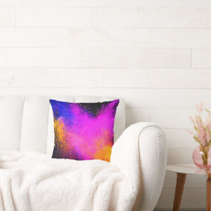 Colourful Powder Eruption Throw Pillow