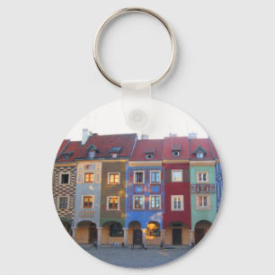Colourful Poznan little medieval houses Keychain
