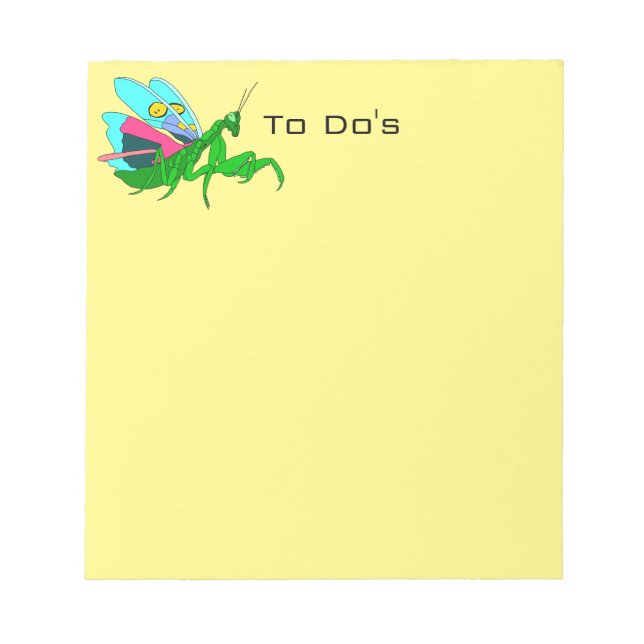 Colourful Praying Mantis Notepad (Front)