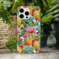 Colourful Preppy Cactus Floral Personalized Name