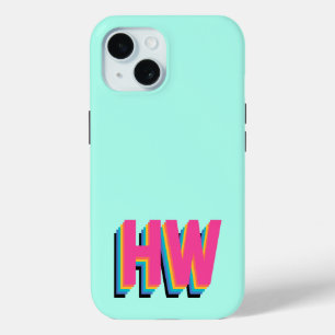 Colourful Preppy Initial Name  iPhone 15 Case