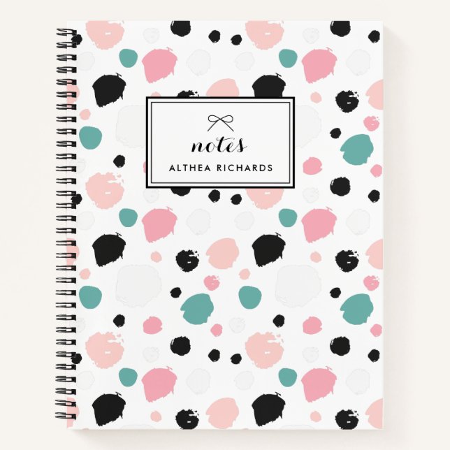 Colourful Preppy Ink Pattern Personalized Notebook (Front)