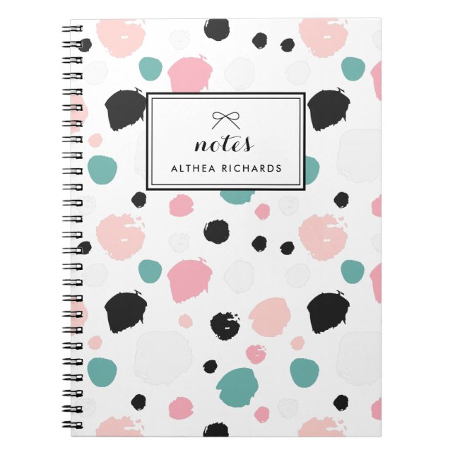 Colourful Preppy Ink Pattern Personalized Notebook (Front)
