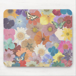 Colourful Pressed Floral Flower Wrapping Paper  Mouse Pad