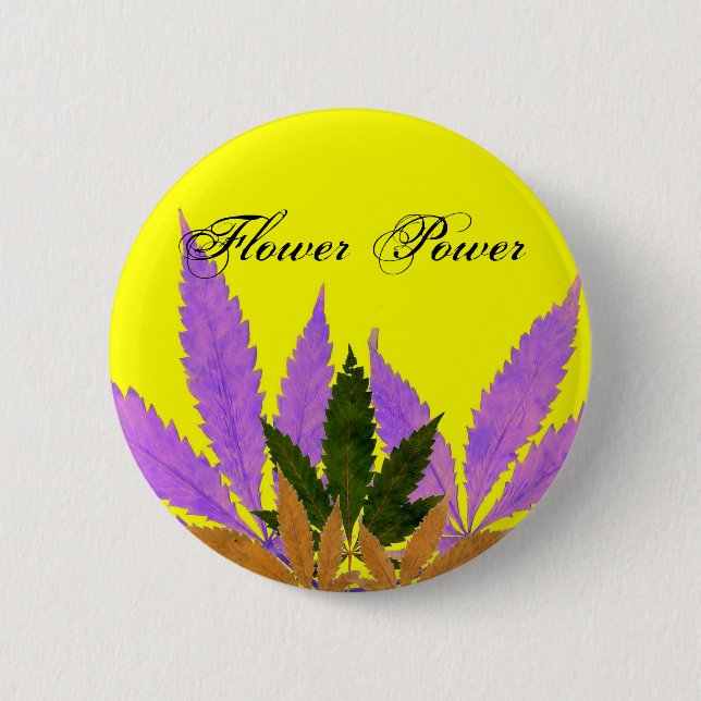 Colourful Pressed Leaves Flower Power 2 Inch Round Button (Front)