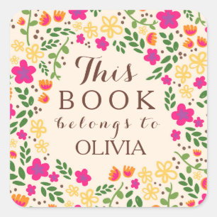 Colourful Pretty Floral This Book Belongs Stickers