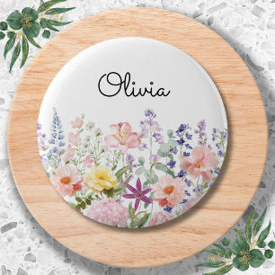 Colourful Pretty Flowers Floral Garden Personalize 2 Inch Round Button