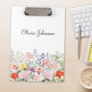 Colourful Pretty Flowers Floral Garden Personalize Clipboard