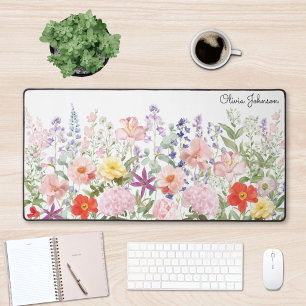 Colourful Pretty Flowers Floral Garden Personalize Desk Mat