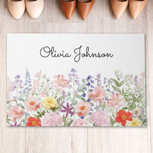 Colourful Pretty Flowers Floral Garden Personalize Doormat