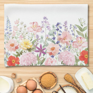 Colourful Pretty Flowers Floral Garden Personalize Kitchen Towel
