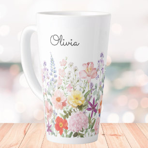 Colourful Pretty Flowers Floral Garden Personalize Latte Mug