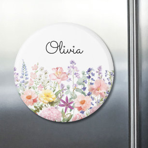 Colourful Pretty Flowers Floral Garden Personalize Magnet