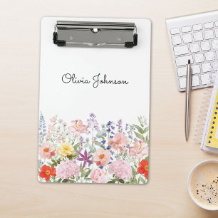 Colourful Pretty Flowers Floral Garden Personalize Mini Clipboard