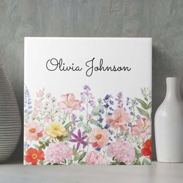 Colourful Pretty Flowers Floral Garden Personalize Tile (Creator Uploaded)