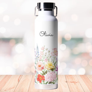Colourful Pretty Flowers Floral Garden Personalize Water Bottle