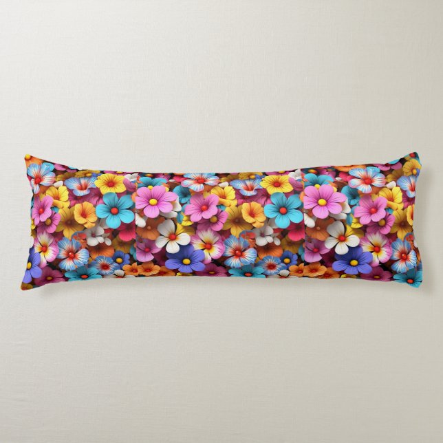 Colourful Pretty Flowers Pattern-20240 Body Pillow (Front)
